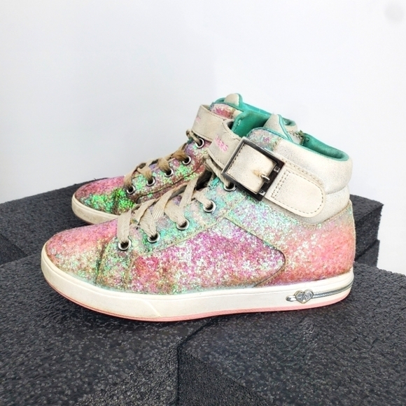 Skechers Girls Multi Colored Sparkle High Top Sneakers Size 3 Youth Shoes - Picture 1 of 10